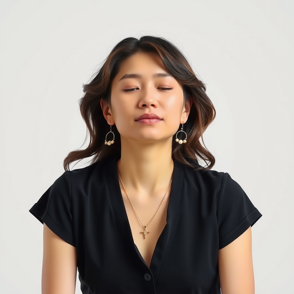 Professional portrait of Aiko Tanaka, breathwork specialist in meditative state